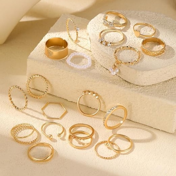 21-Piece Gold Stackable Rings Set for Women – Elegant Rings Fashion Jewellery - Picture 6 of 6